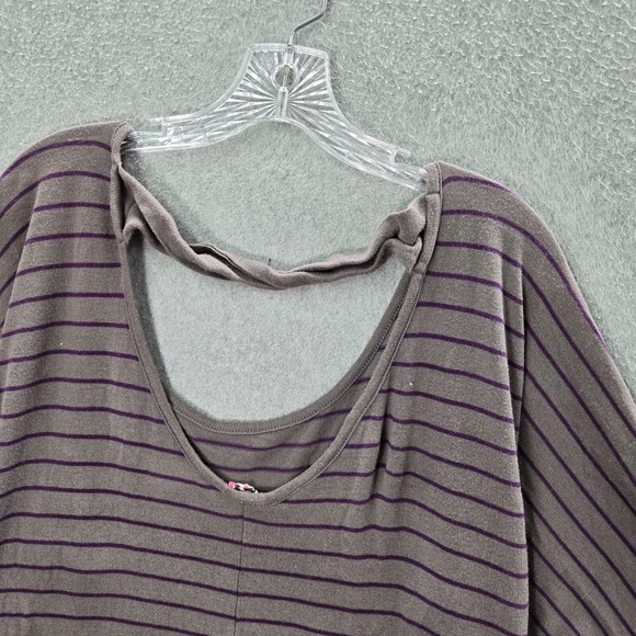 Roxy Women Top XL Gray Batwing 3/4 Sleeve Oversized Shirt Scoop Neck - Picture 7 of 9